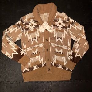 Faherty Tan and Brown Patterned Cardigan